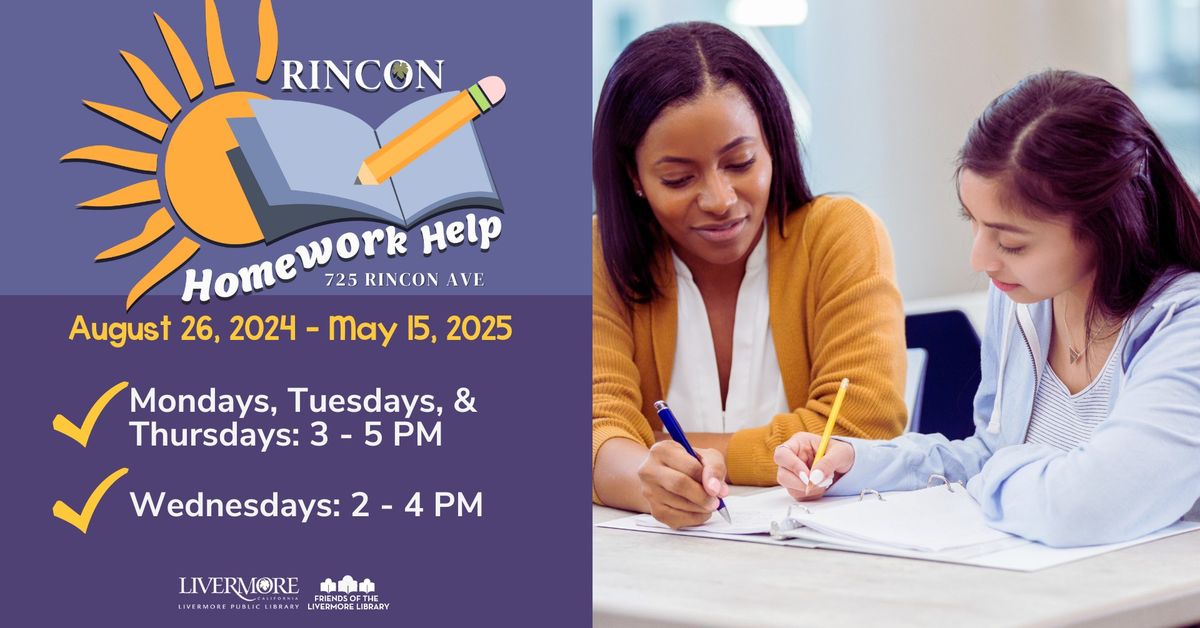 Rincon Homework Help on Mondays\/Tuesdays\/Wednesdays\/Thursdays (August 26, 2024 - May 15, 2025)