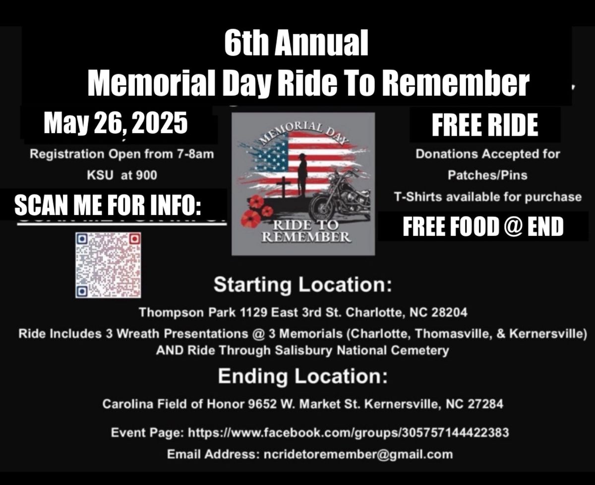 6th Annual Memorial Day Ride to Remember 