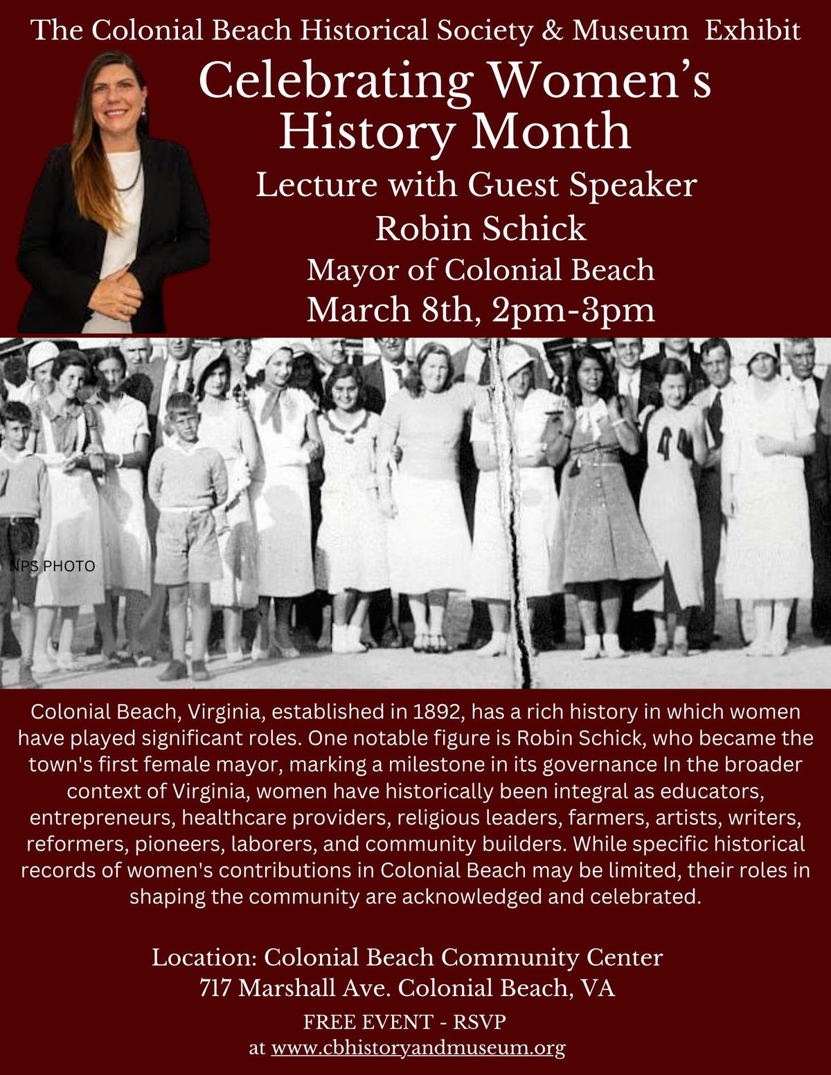 Celebrating Women's History Month Lecture with Guest Speaker Mayor Robin Schick