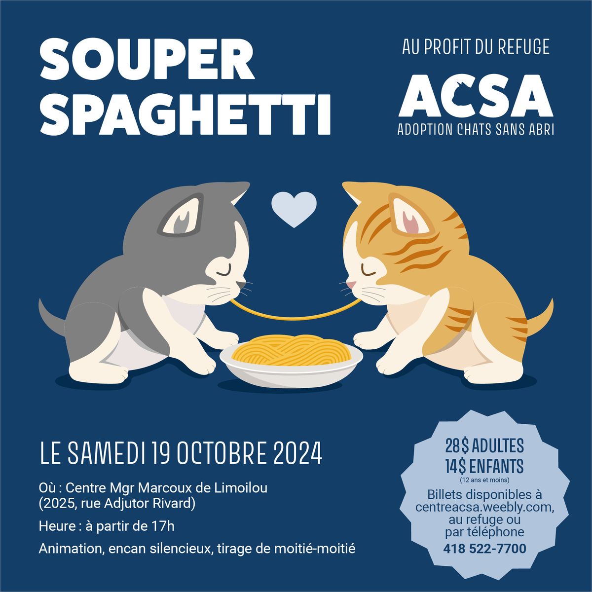 Refuge ACSA - Souper spaghetti b\u00e9n\u00e9fice 2024 