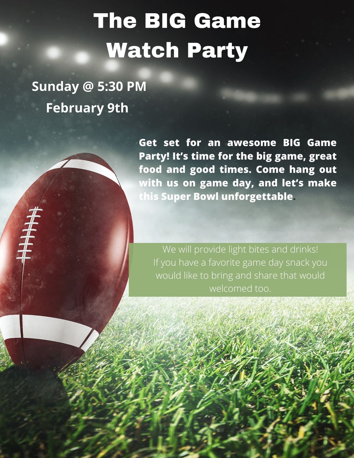 The BIG Game Watch Party