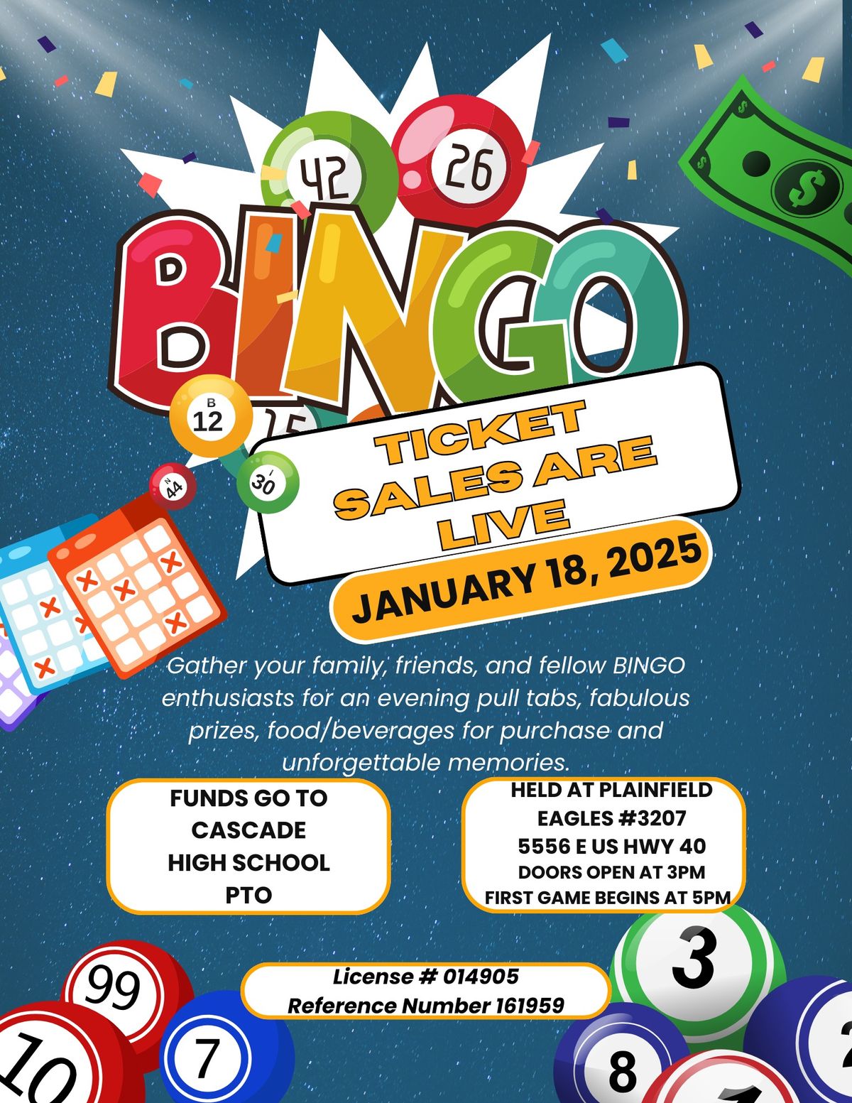 BINGO (CHS PTO at Plainfield Eagles!)