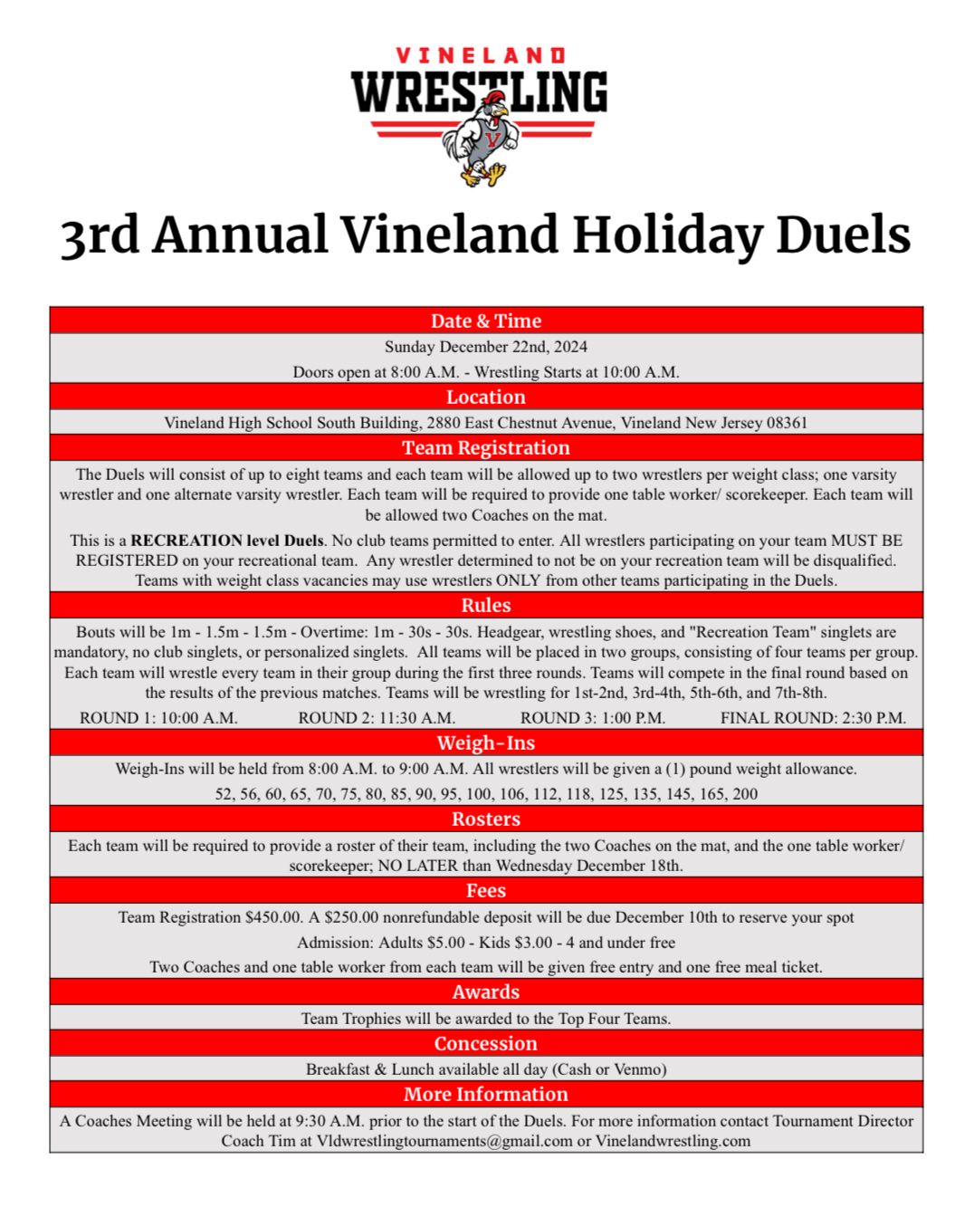 3rd Annual Vineland Holiday Duels