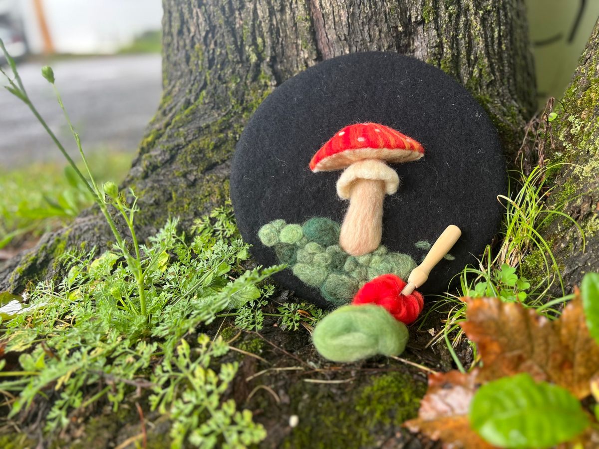 Needle-Felted Mushroom Relief