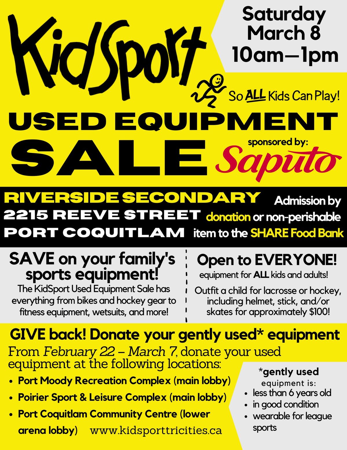 KidSport Used Equipment Sale