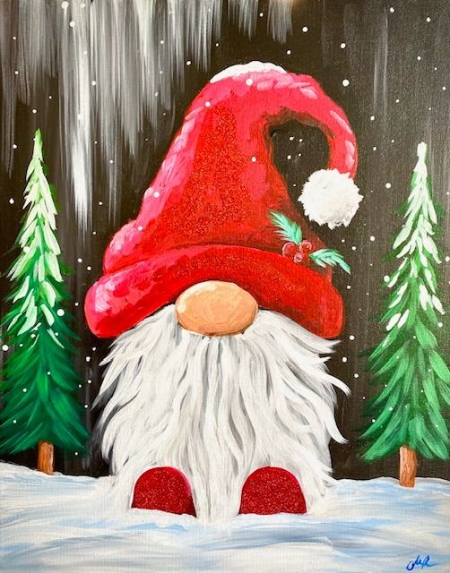 Winter Gnome. Folsom Paint Class! Painted. Studios