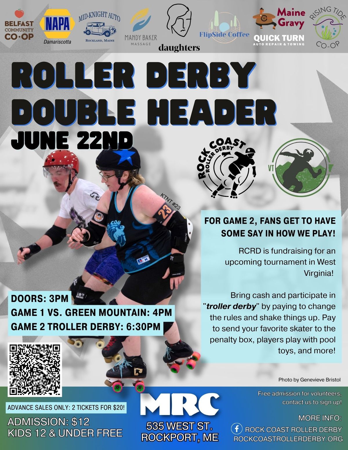 Roller Derby Double Header | vs. Green Mountain Roller Derby | Troller Derby