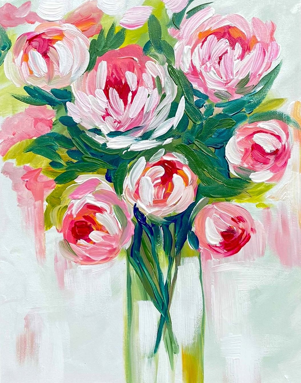 Paint and Wine Night in Auckland - Peony Bouquet