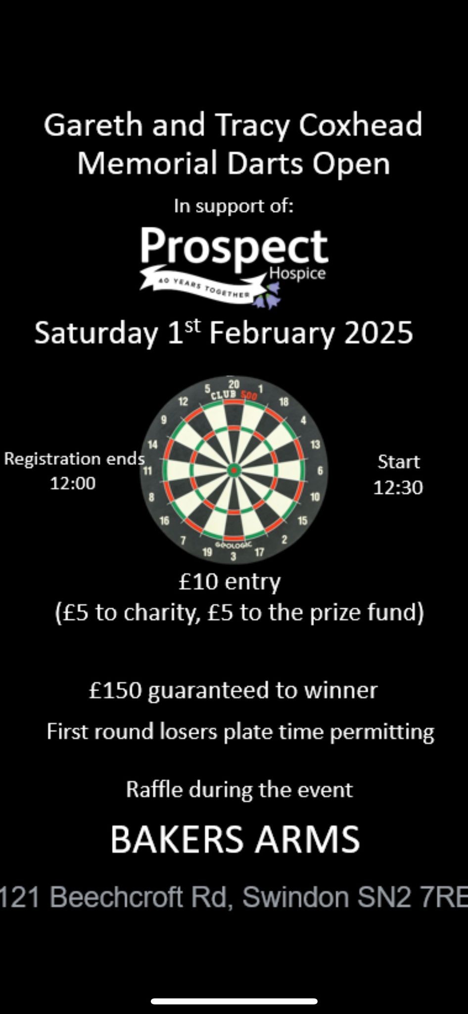 Gareth and Tracy Coxhead memorial darts open