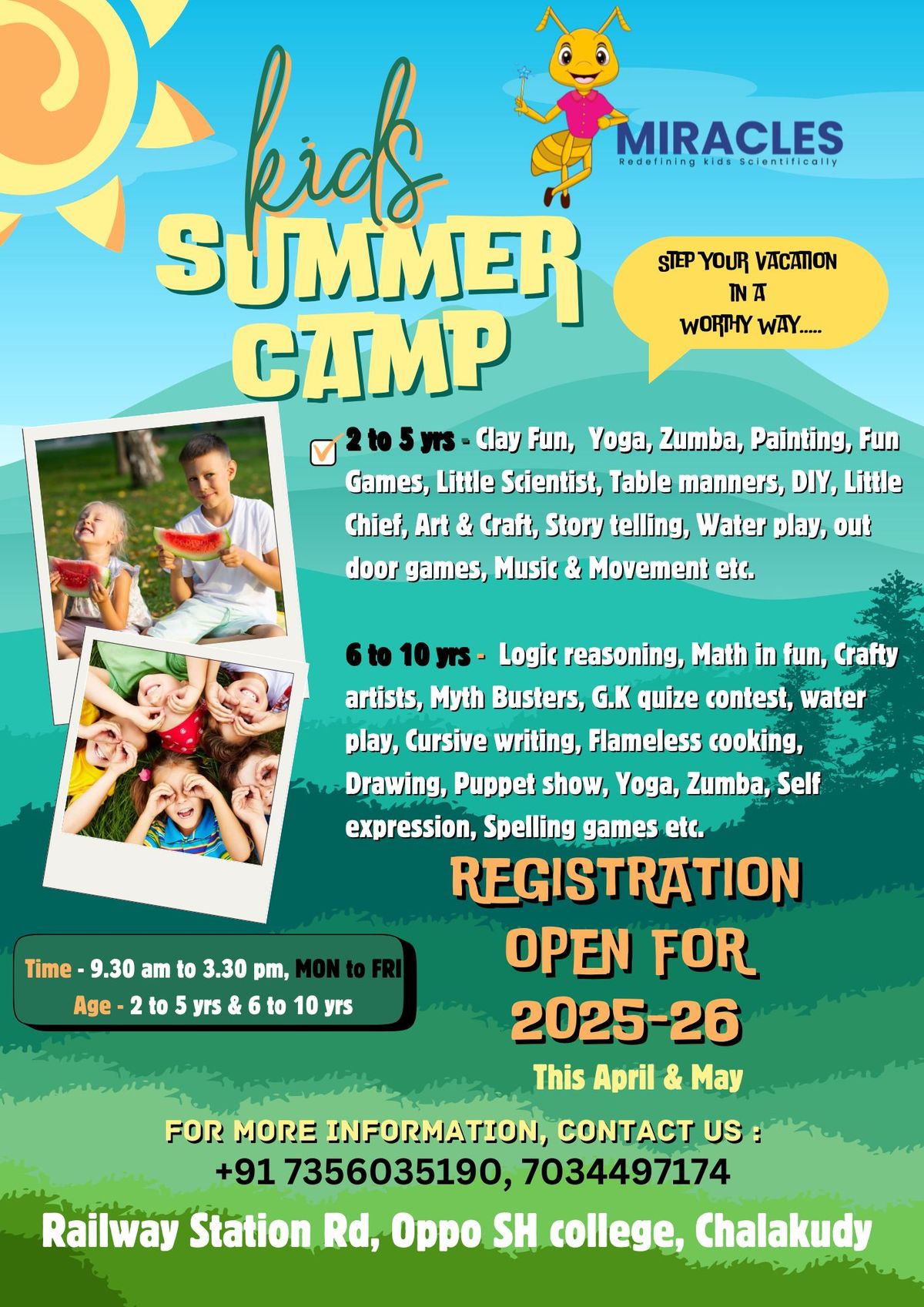 Miracles Preschool Summer Camp 2025-26