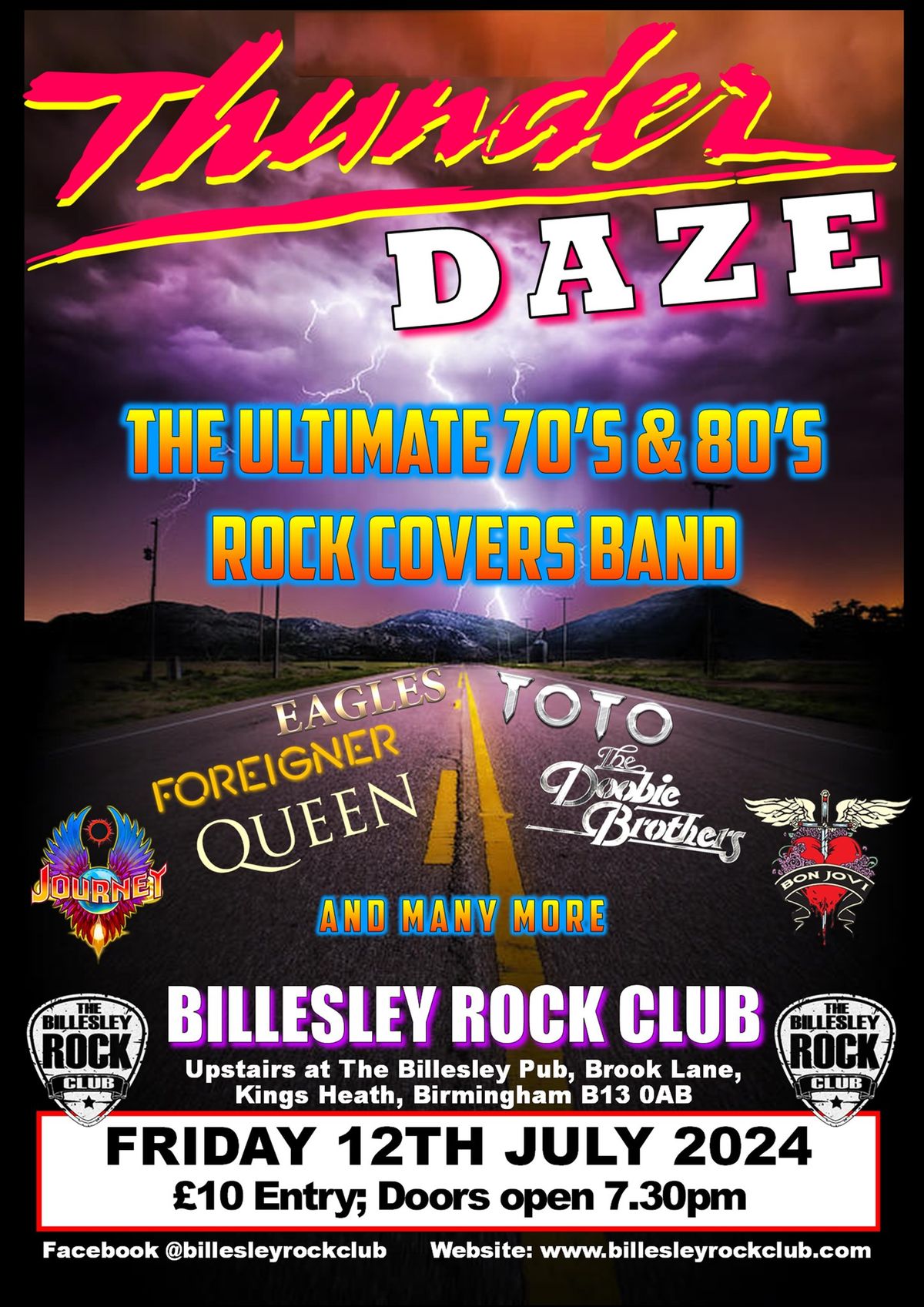 Thunder Daze - the ultimate 70's & 80's Rock Covers Band - \u00a310 OTD