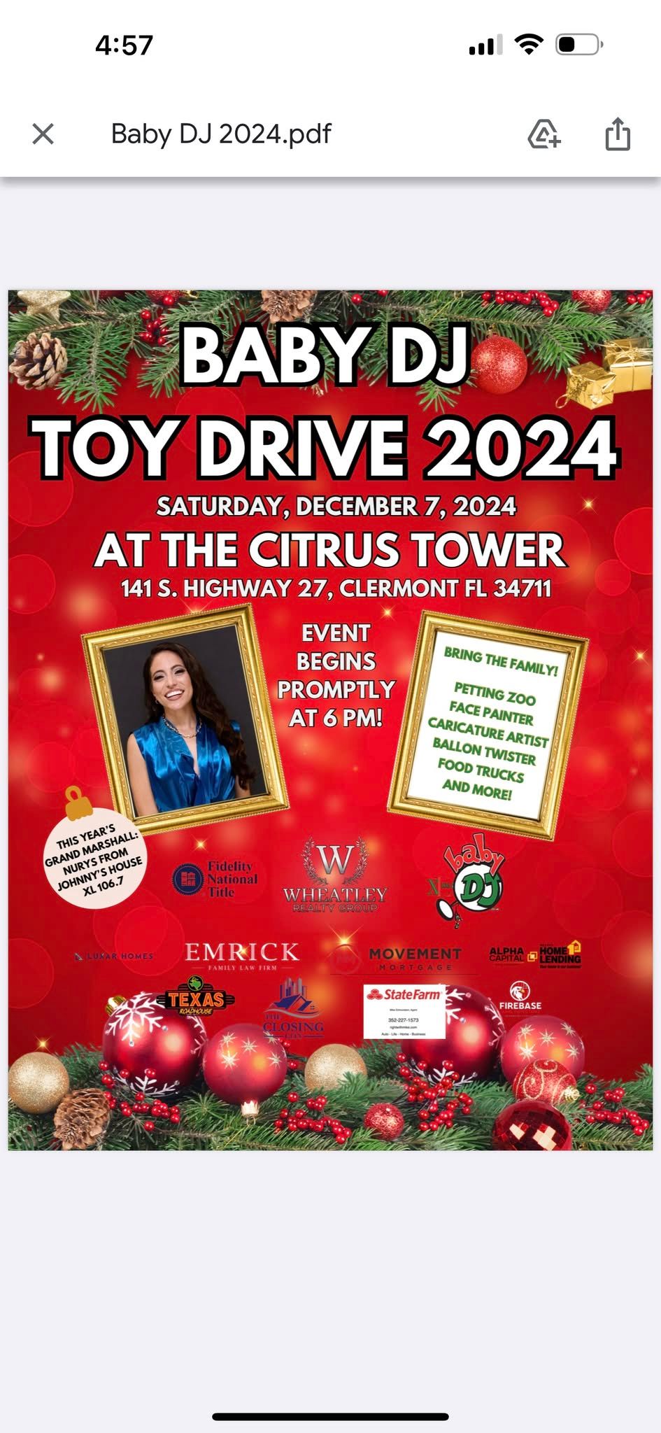 5th Annual Baby DJ, Citrus Tower Light show & Toy Drive! 