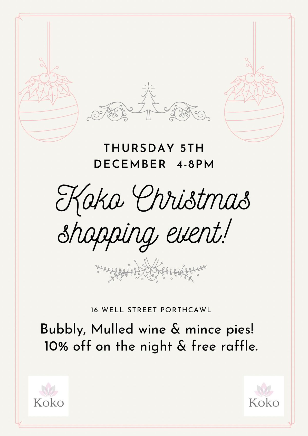 Koko Christmas Late Night 10% off shopping Event 