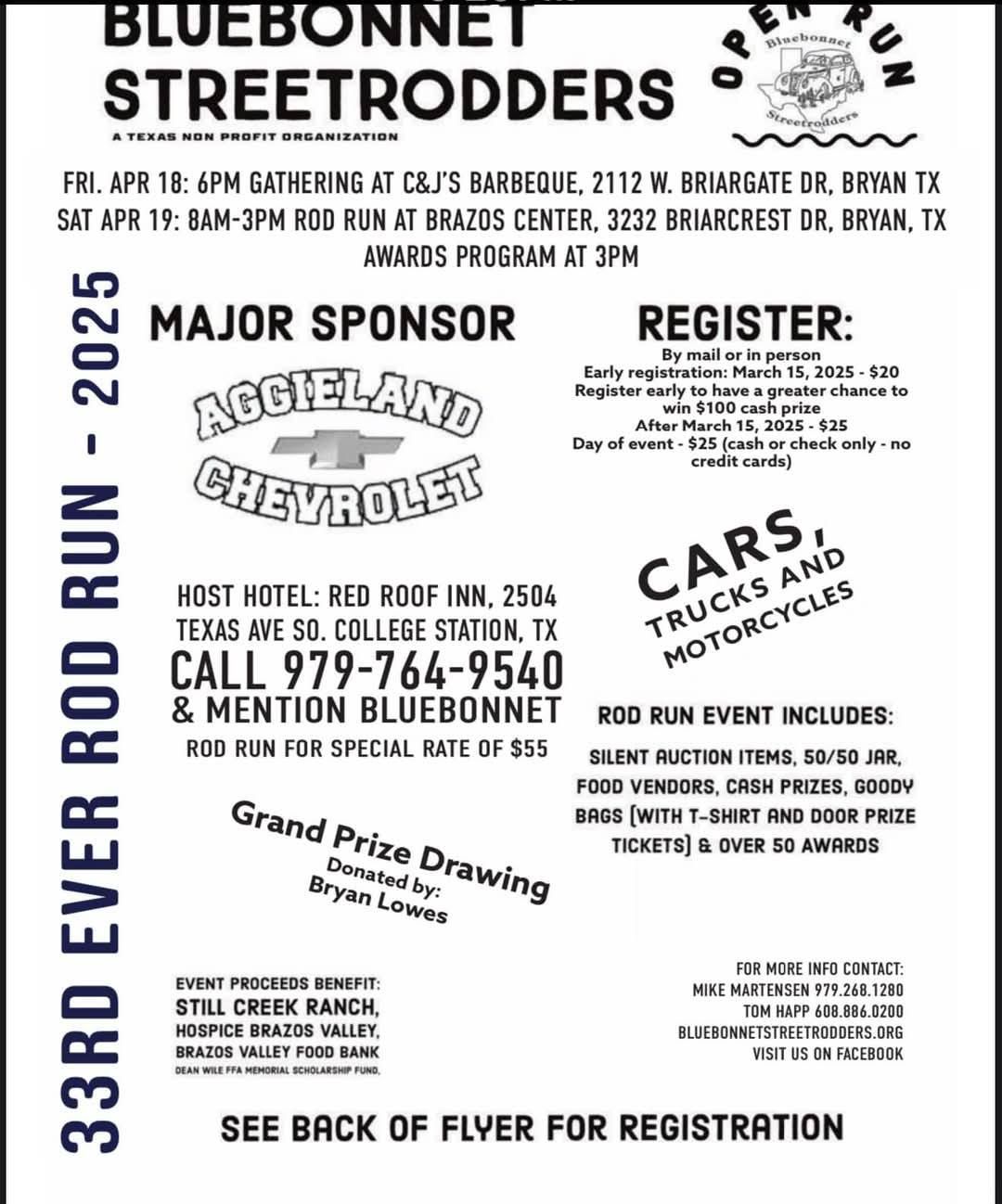 Bluebonnet Street Rodders 33rd Ever Rod Run