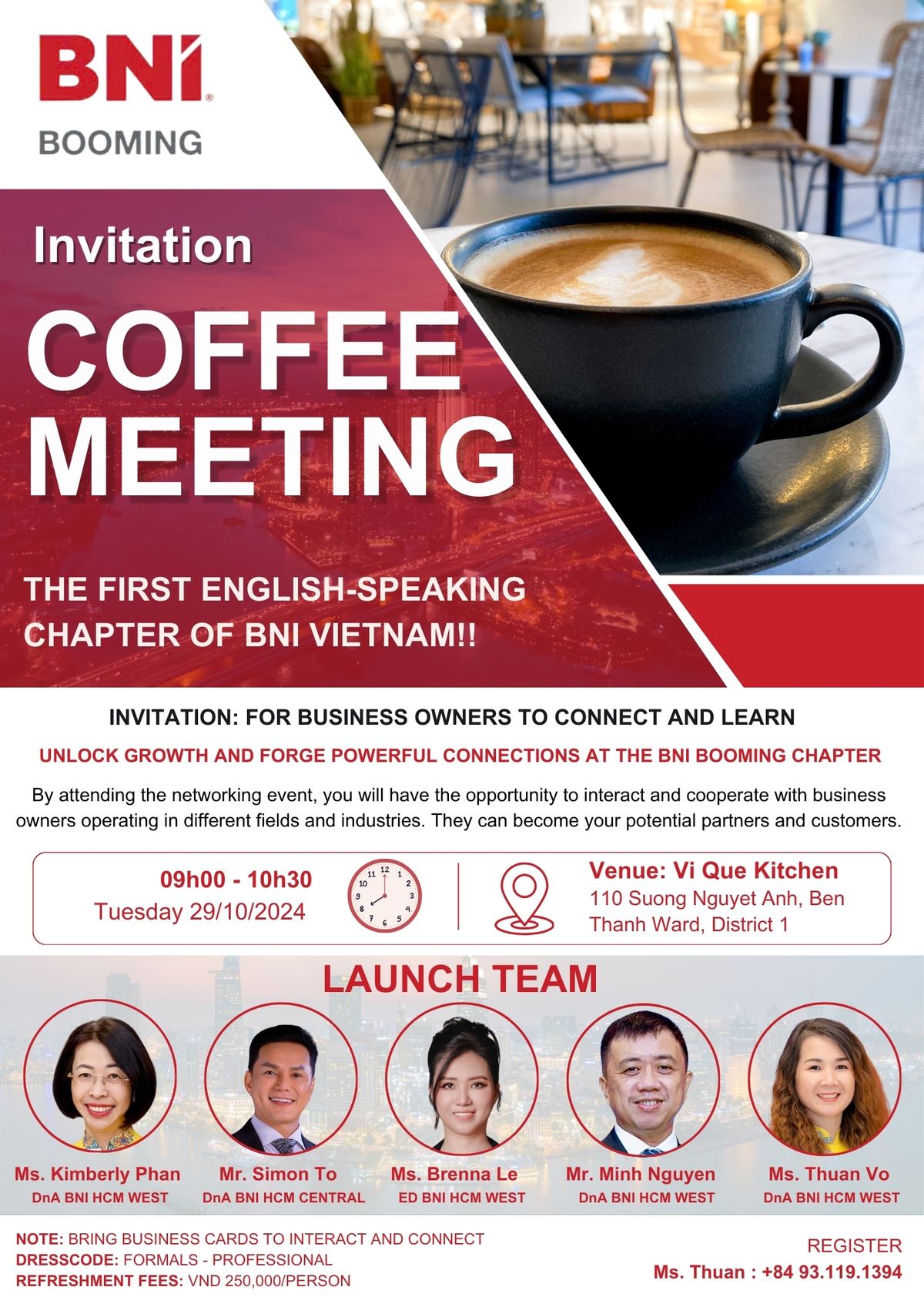 Join the first-ever English-speaking BNI chapter in Vietnam for an exclusive coffee meeting!