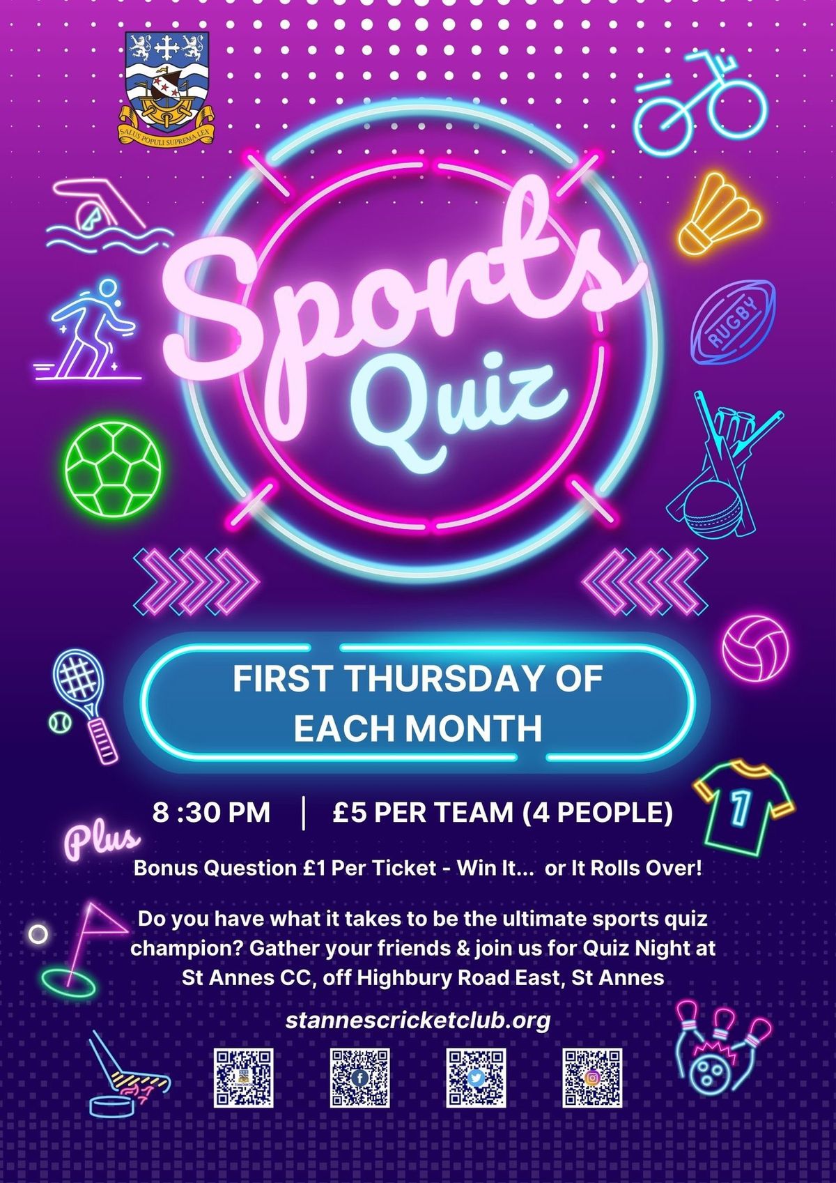 Monthly Thursday Night Sports Quiz & Bonus Question Teaser