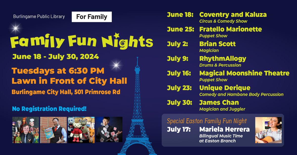 Family Fun Nights 2024 - Magical Moonshine Theatre \u2013 Puppet Show