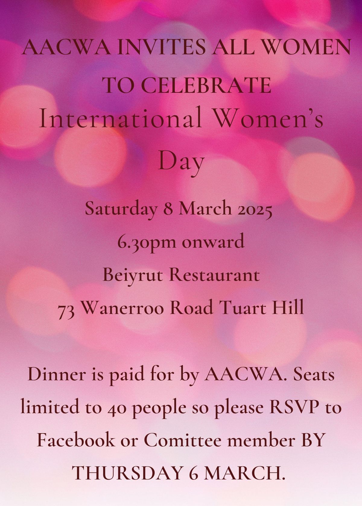 AACWA International Women's Day Dinner