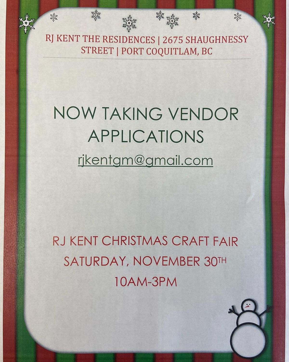 RJ Kent Christmas Craft Fair