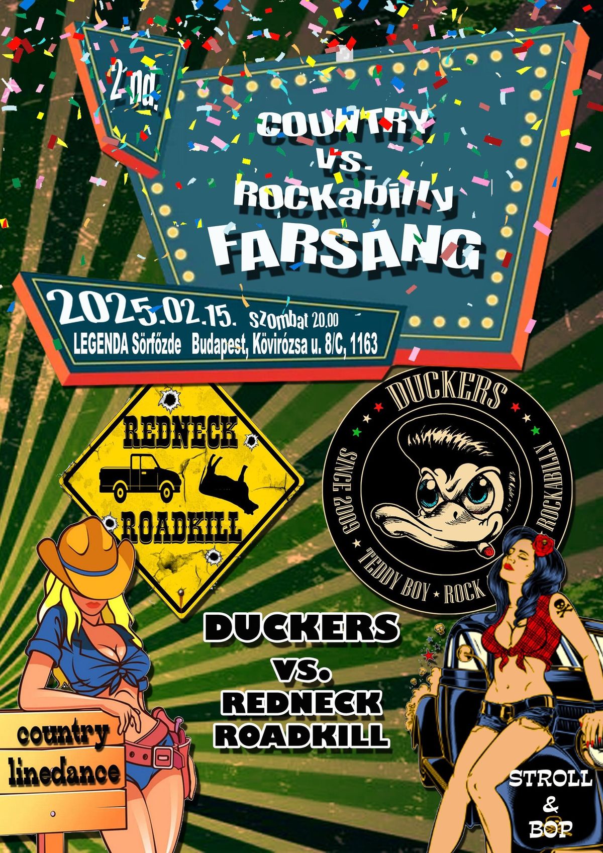 Country & Rockabilly Farsang a Duckers vs. Redneck Roadkill zenekarral