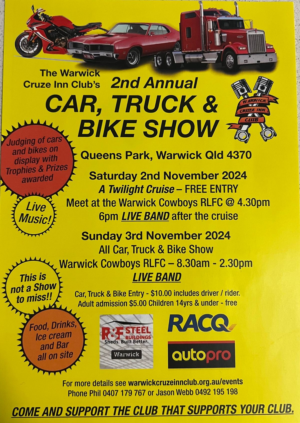 Warwick Cruze Inn Club 2nd Annual Car, Truck & Bike Show 