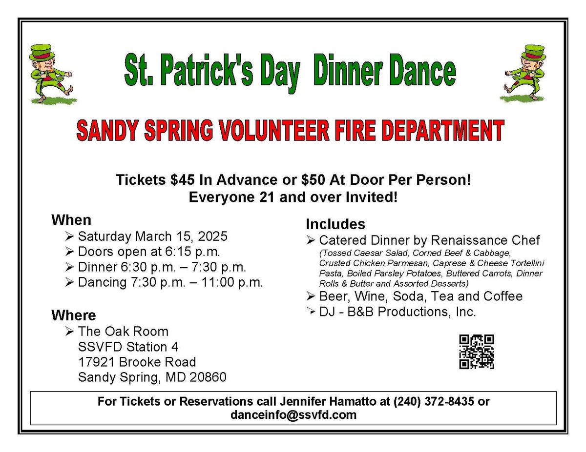 St. Patrick's Day Dinner Dance to support the Sandy Spring Volunteer Fire Department