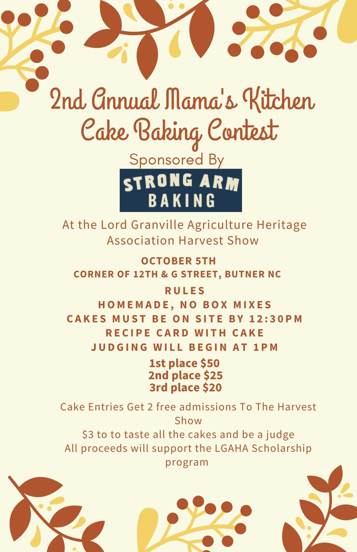 2nd Annual Mama\u2019s Kitchen Cake Baking Contest