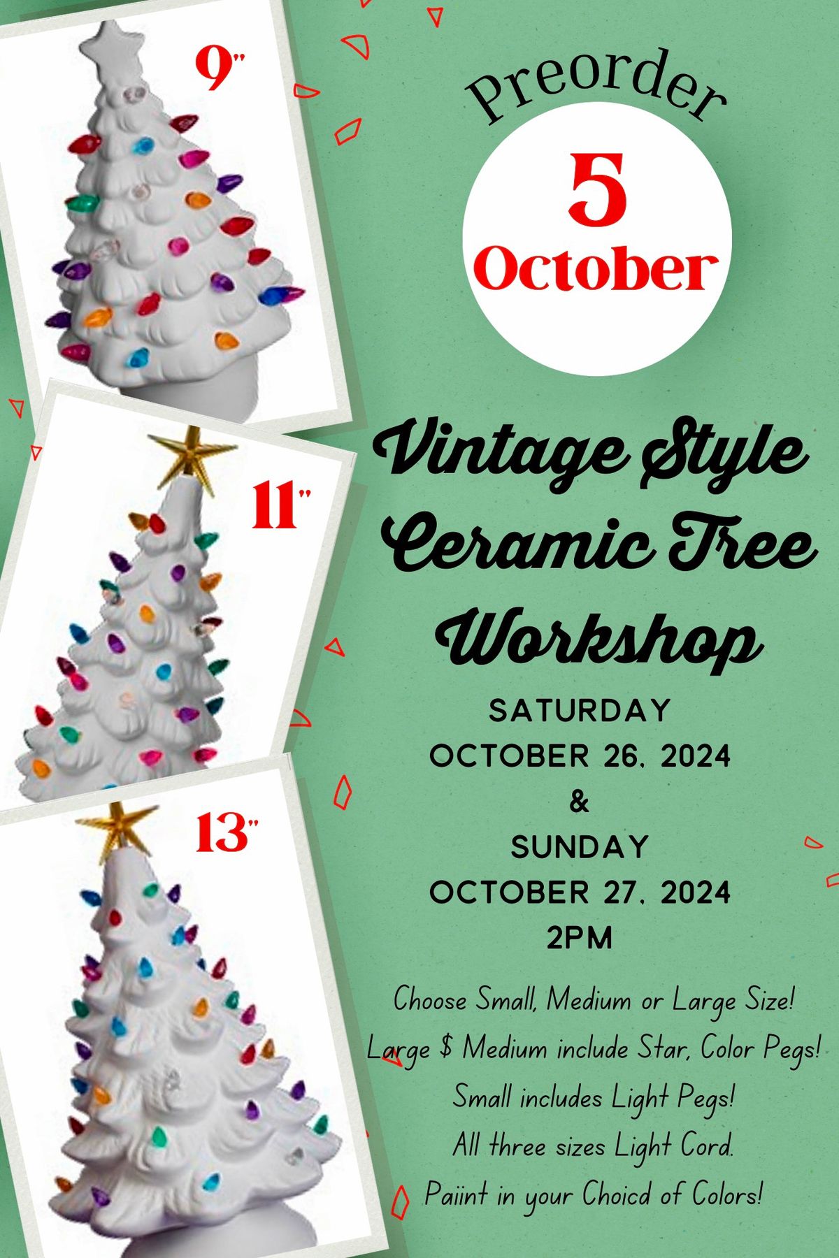 Vintage Style Christmas Tree Ceramic Workshop!