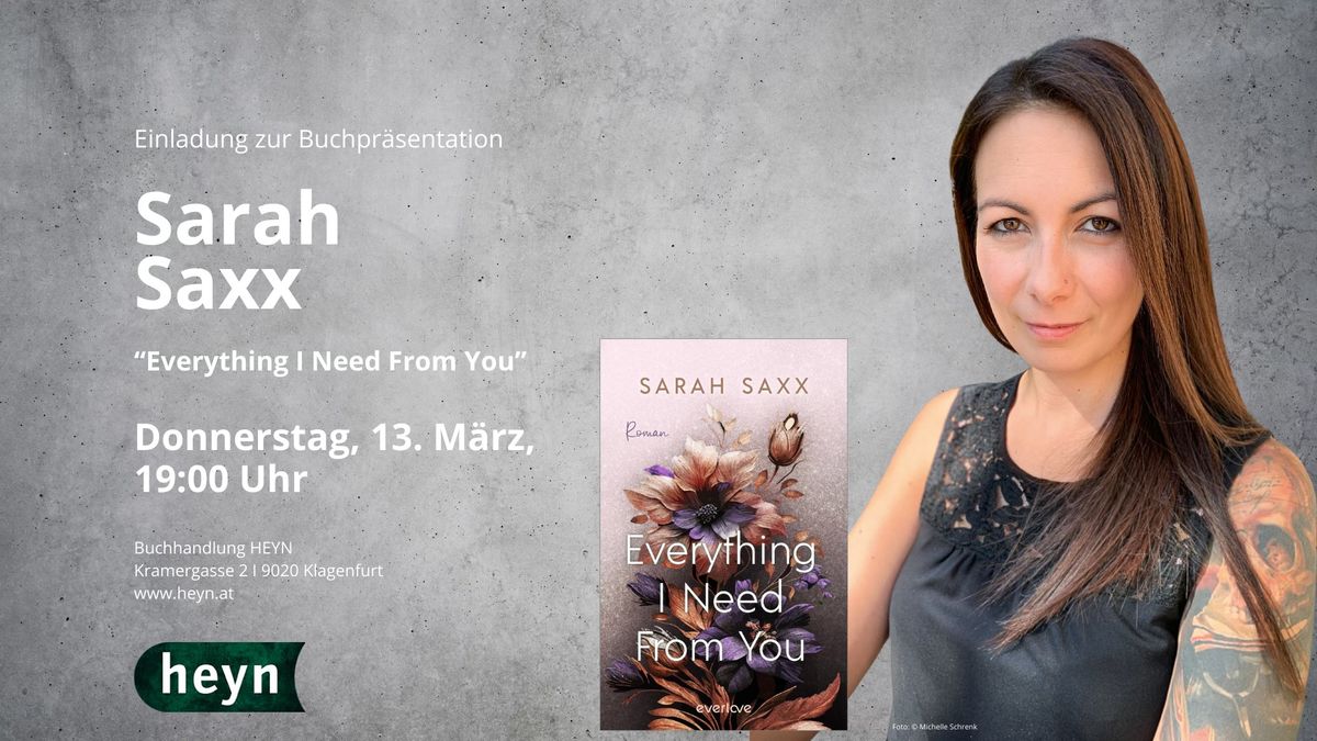 Buchpr\u00e4sentation und Lesung von SARAH SAXX