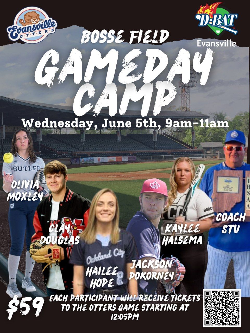 D-BAT GAMEDAY CAMP @ HISTORIC BOSSE FIELD WITH THE OTTERS!