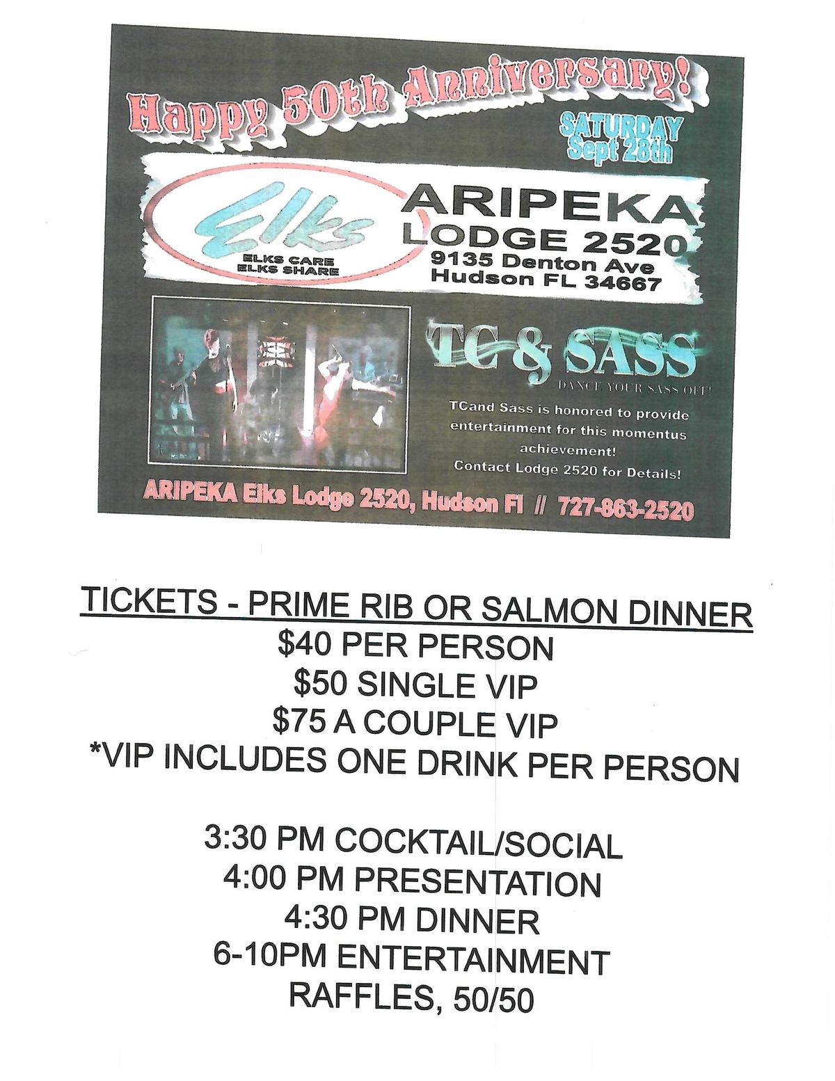 Aripeka Elks Lodge 50th Anniversary Dinner