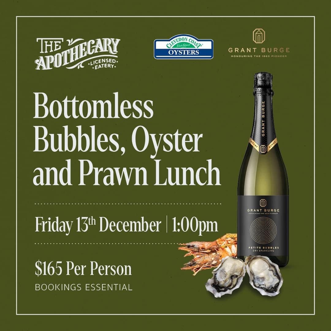 BOTTOMLESS BUBBLES, OYSTERS AND PRAWNS