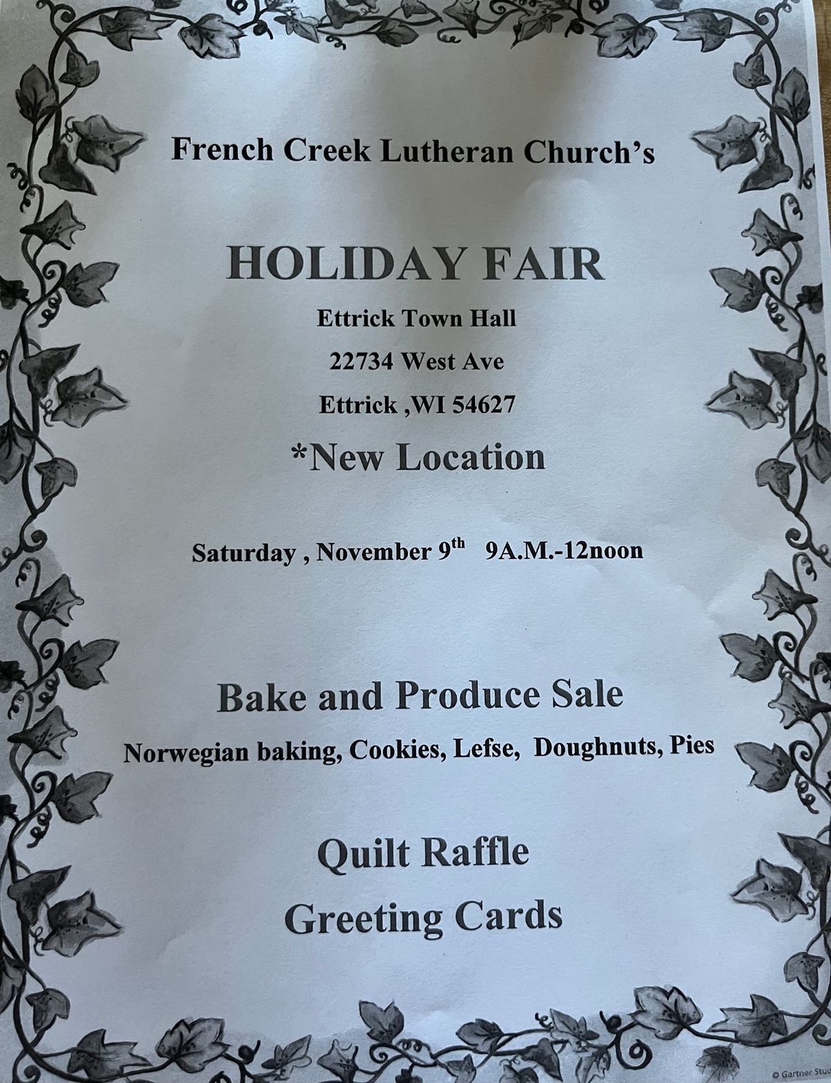 W-ELCA Holiday Fair  **new location**