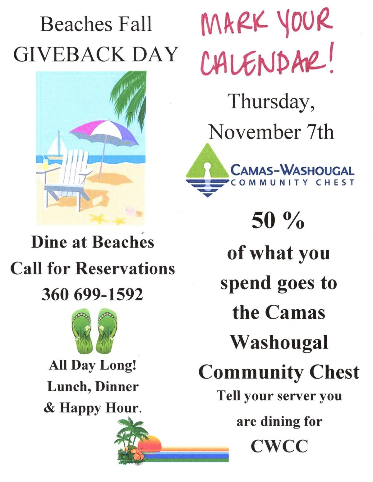 Fall Give Back Day at Beaches Restaurant