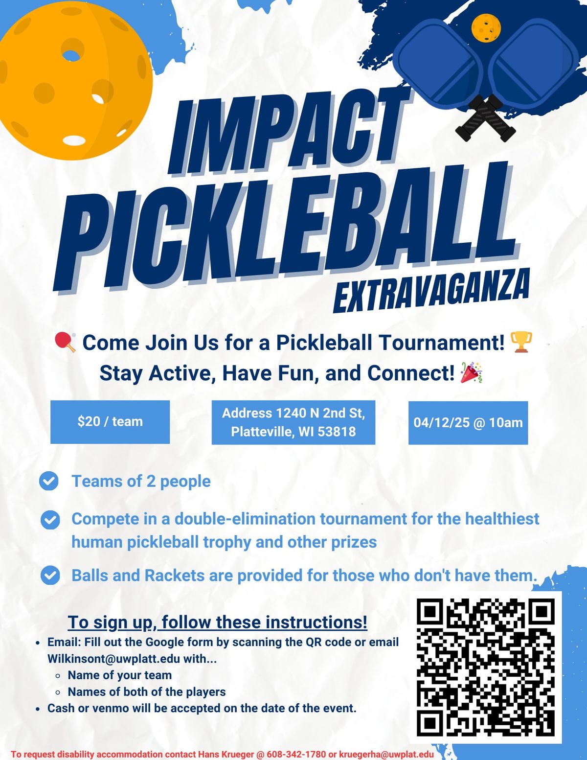 IMPACT Pickle ball tournament. 