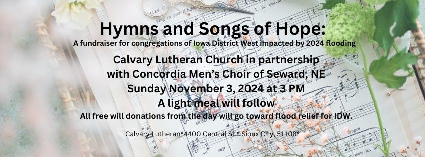 Hymn Sing Fundraiser for Flooding in Iowa District West