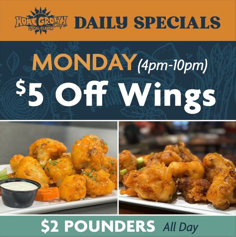 $5 off Wings on Monday