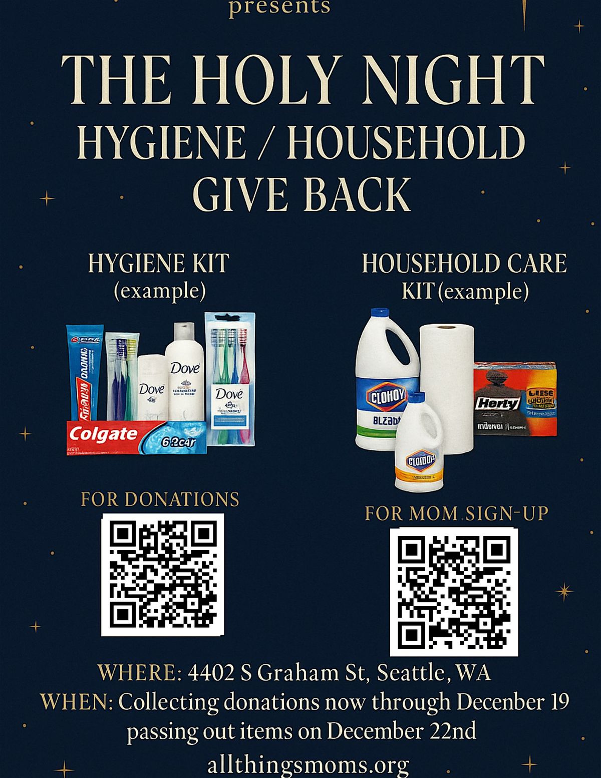 "The Holy Night " Hygiene \/ Household Give Back