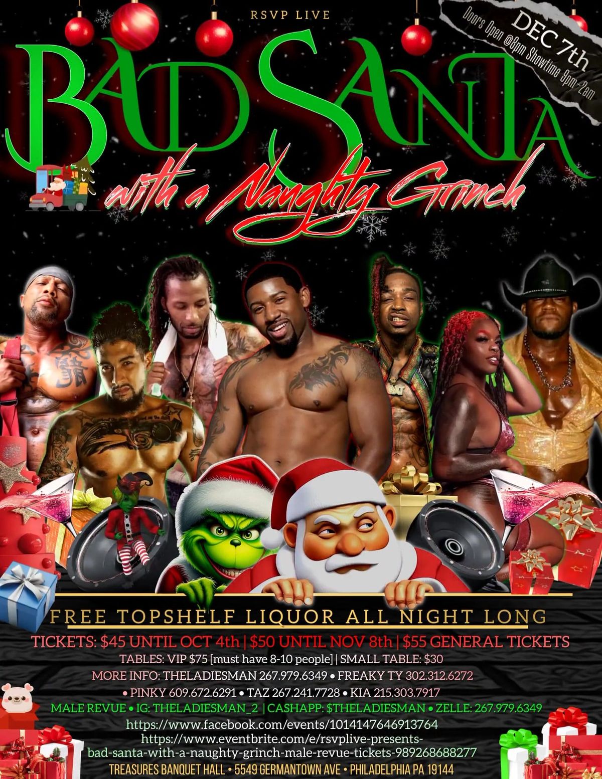 RSVPLIVE  PRESENTS "BAD SANTA WITH A NAUGHTY GRINCH MALE REVUE