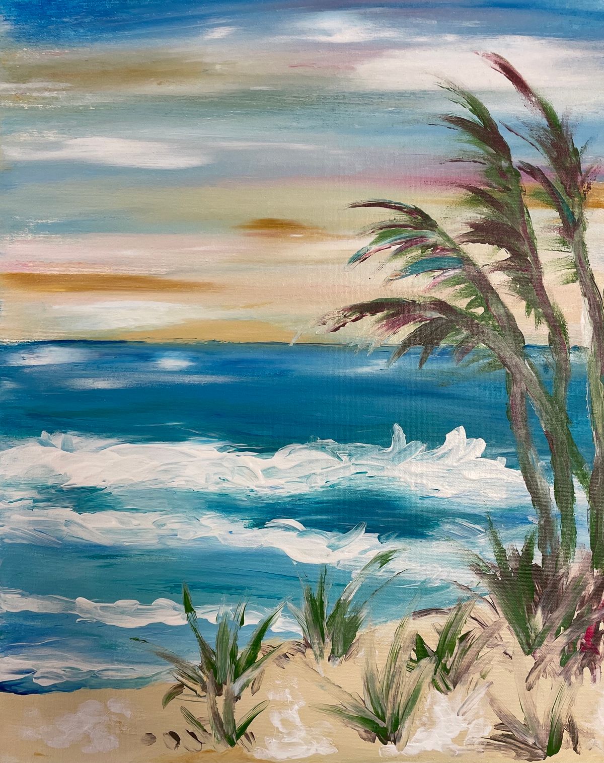 Beach Finger Painting Canvas Paint & Sip Class