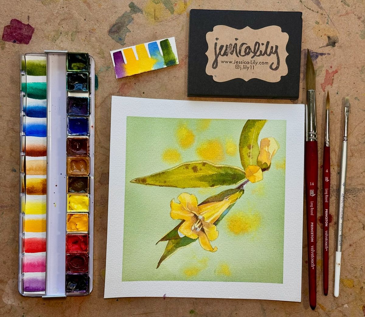 Carolina Jessamine in Watercolor