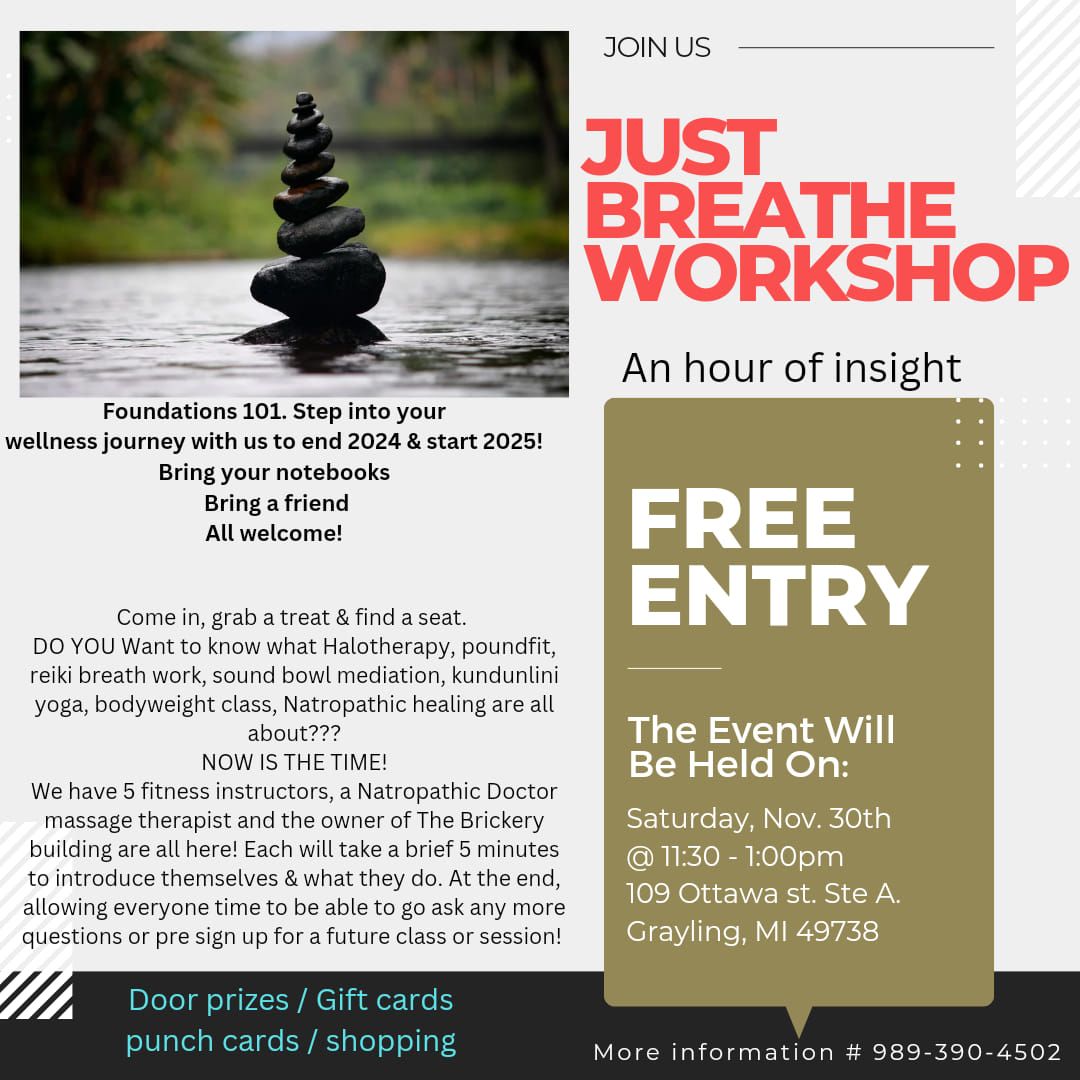 1 hour Seminar At the new Just Breathe studio