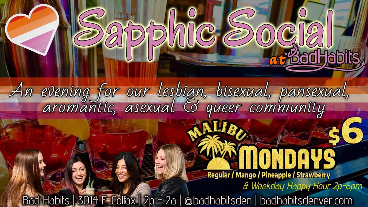 Sapphic Social \u2013 A Night for Our Lesbian, Bi\/Pan\/Aromantic\/Asexual & Queer Community