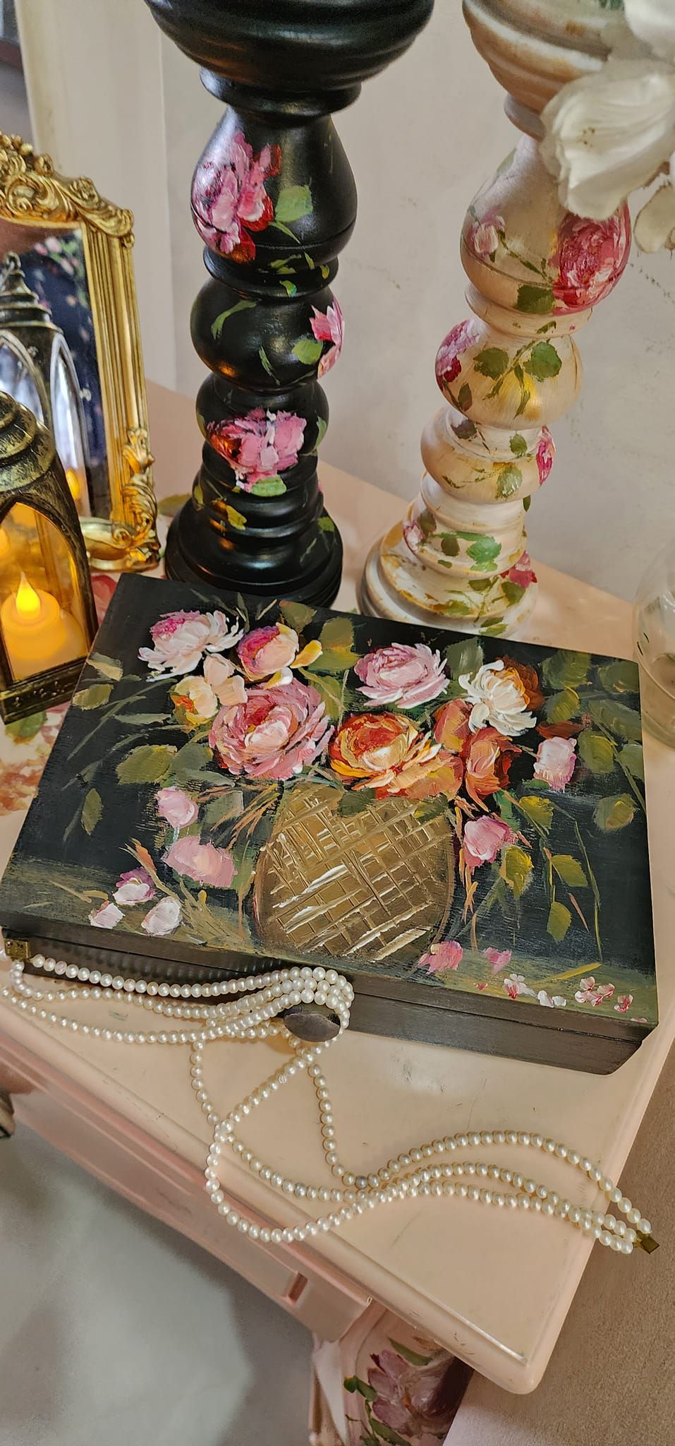 High Tea's Gorgeous Hand Painted Tea Box, Jewellery Box, Candle Stands, Candles and More!