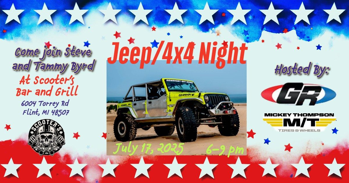 Jeep\/4x4 Night hosted by GenRight Off-Road and Mickey Thompson Tires at Scooter\u2019s Bar and Grill