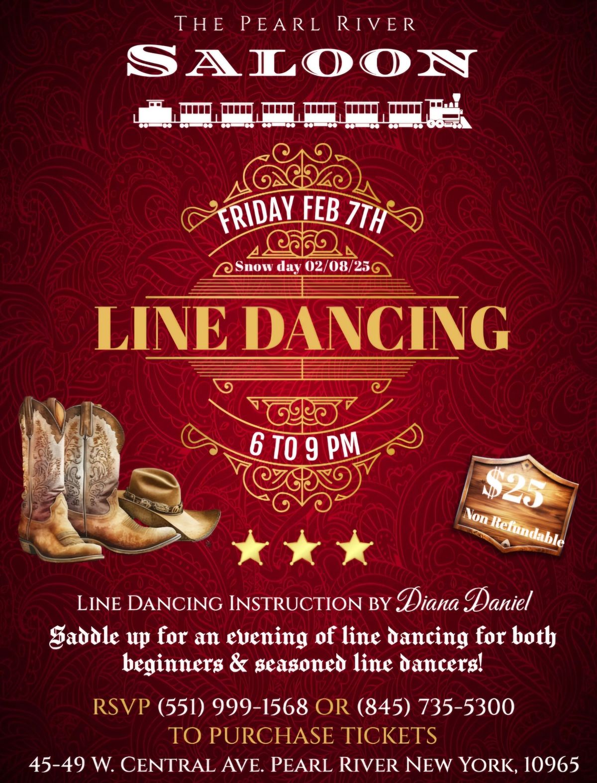 Line Dancing at Pearl River Saloon Feb. 7th 2025 -6-9 PM