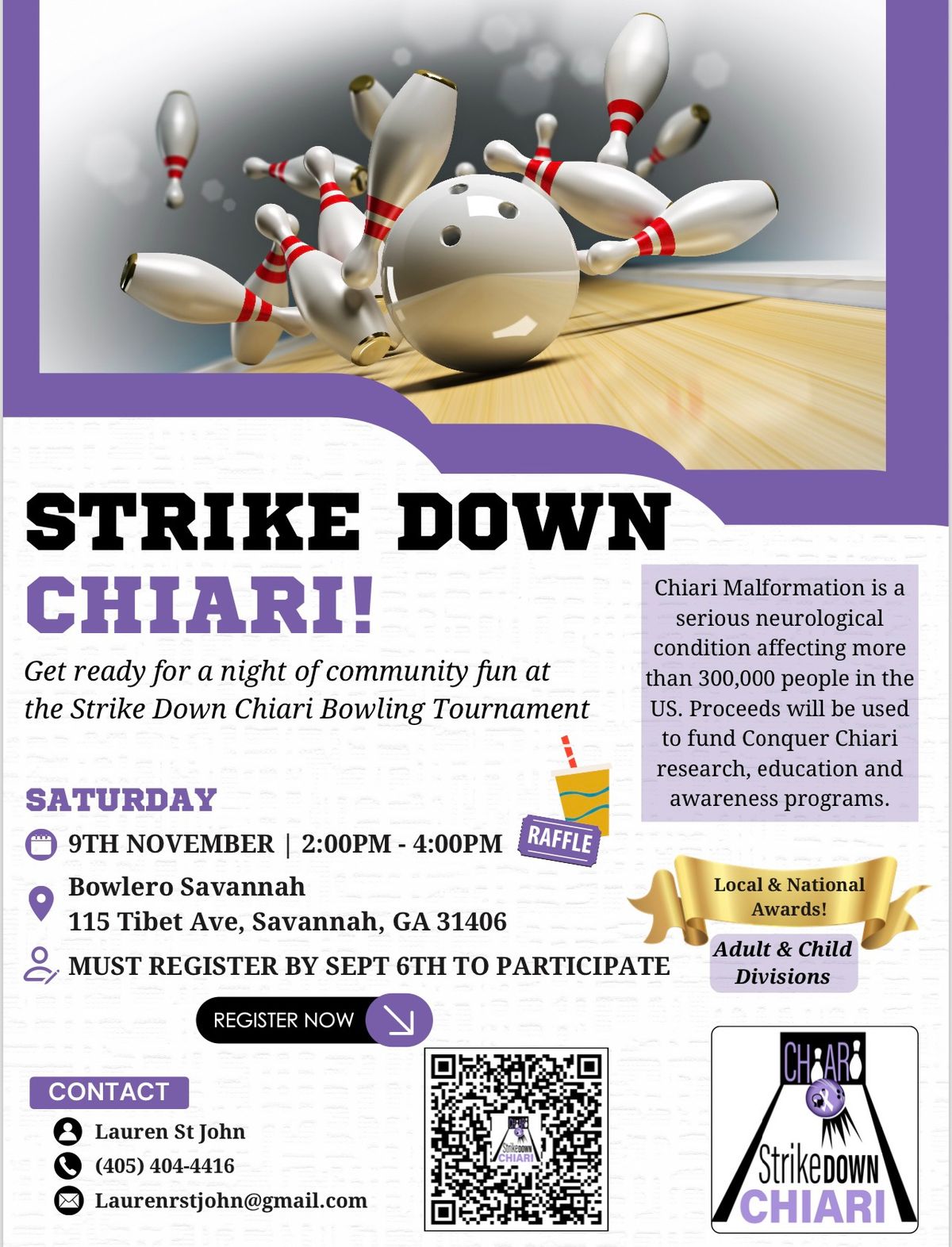 Strike Down Chiari bowling Savannah Event!!!