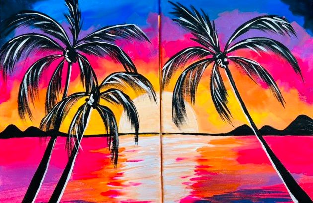 Couple's\/Duet "Sunset Palms" In-Studio Paint Party!