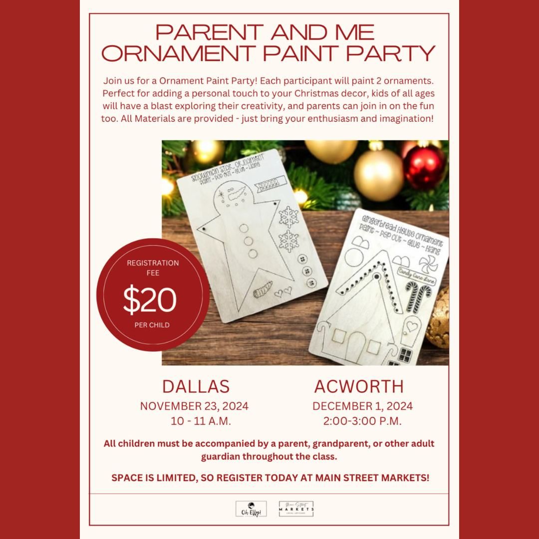 11\/23\/24 Parent and Me Ornament Paint Party - Dallas, GA