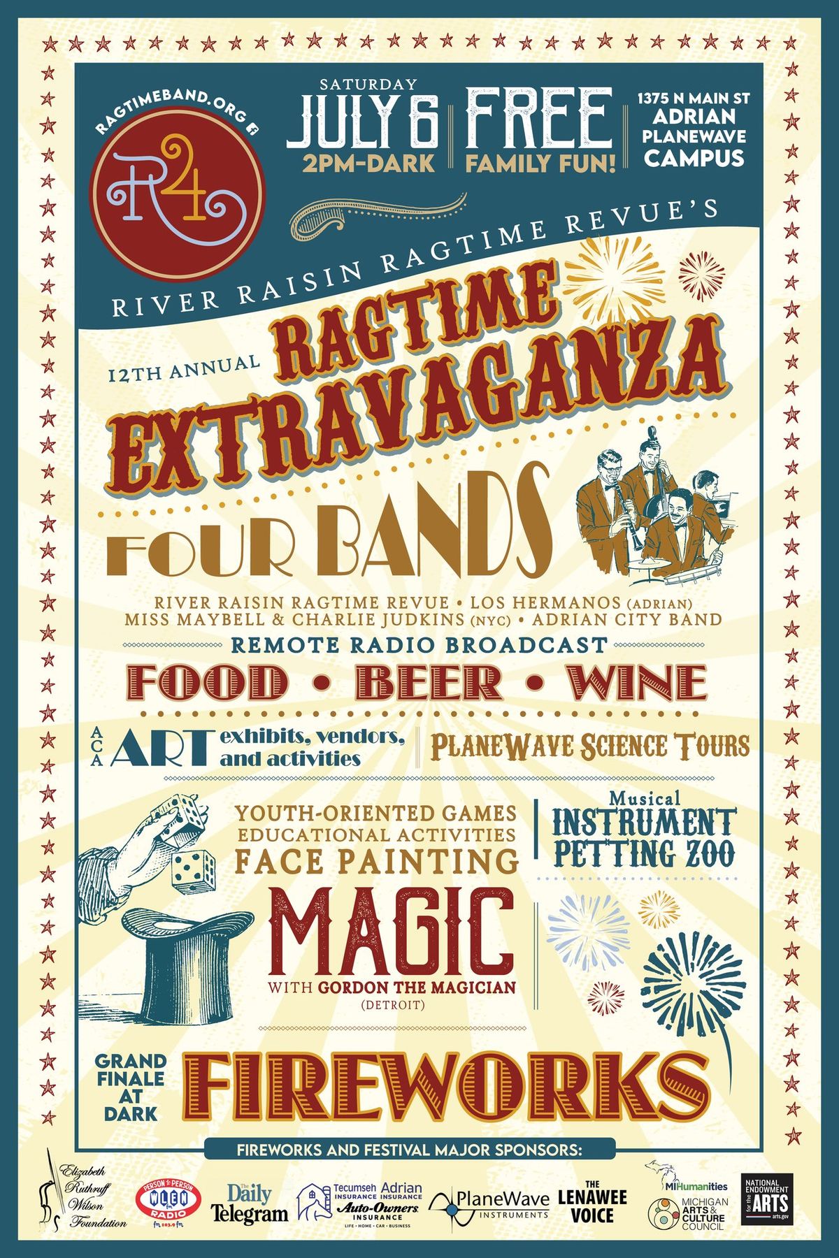 12th Annual Ragtime Extravaganza and Community Fireworks
